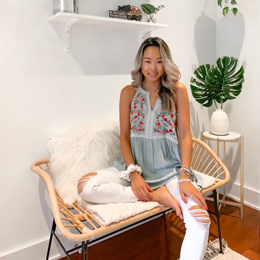 Bohemian Floral Embroidered Top